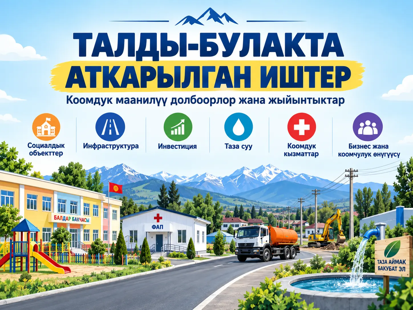 Талды-Булак айыл аймагында коомдук маанилүү долбоорлор ишке ашырылууда
